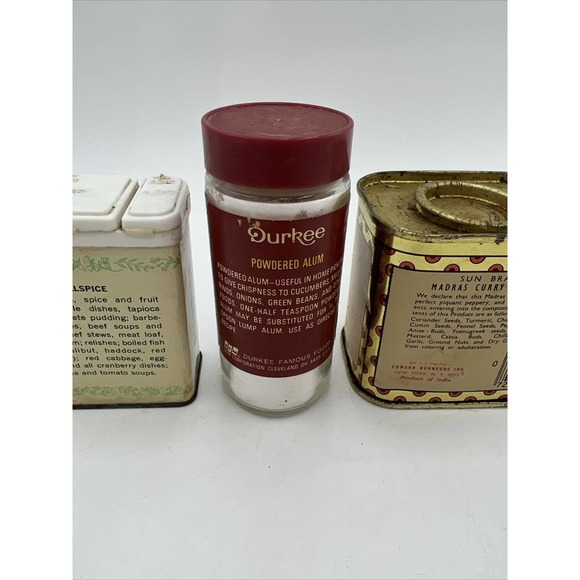 Vintage Durkee's Spices Tin + Glass Bottles Madras Curry Powder - Picture 7 of 8